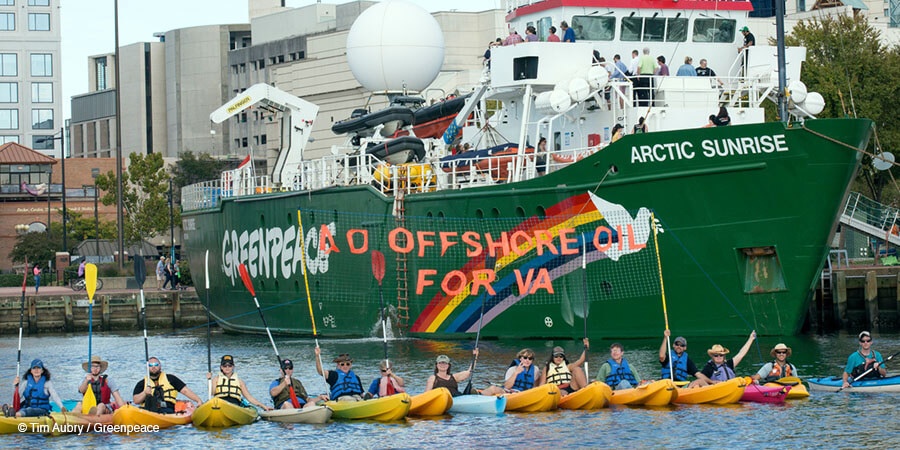 kayaktivist training during arctic sunrise tour in virginia