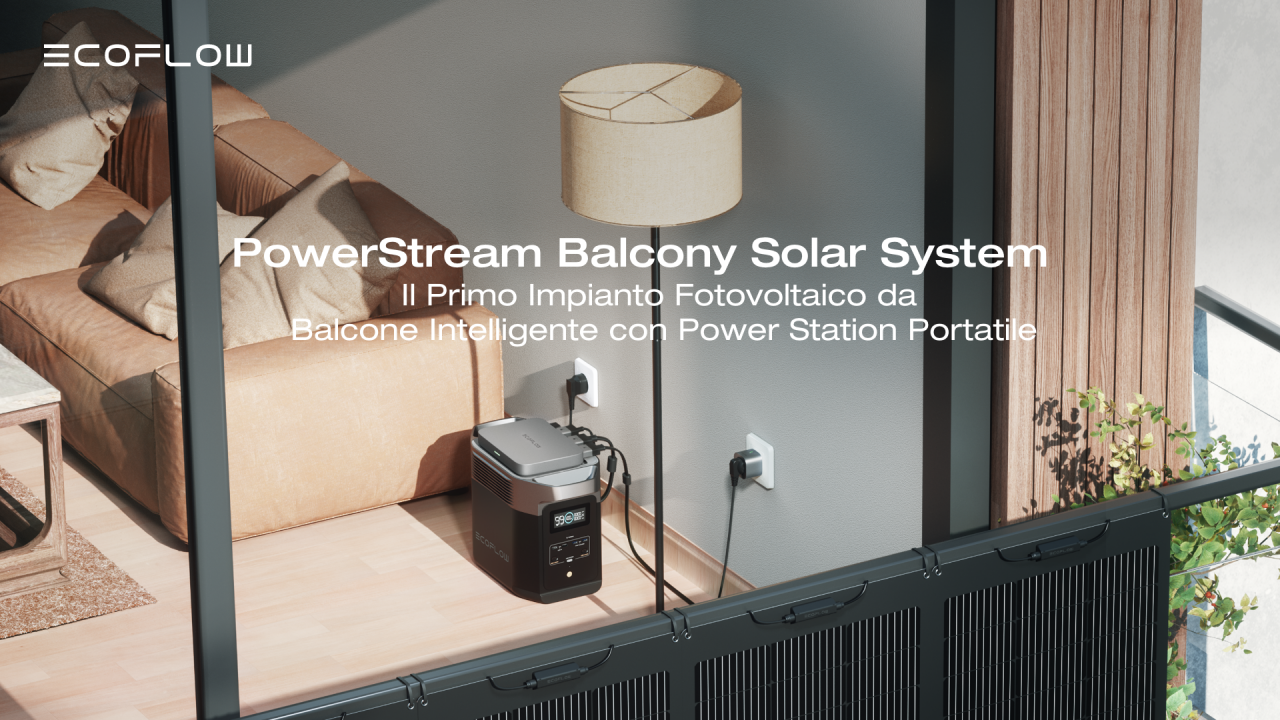 EcoFlow presenta l'impianto fotovoltaico da balcone PowerStream