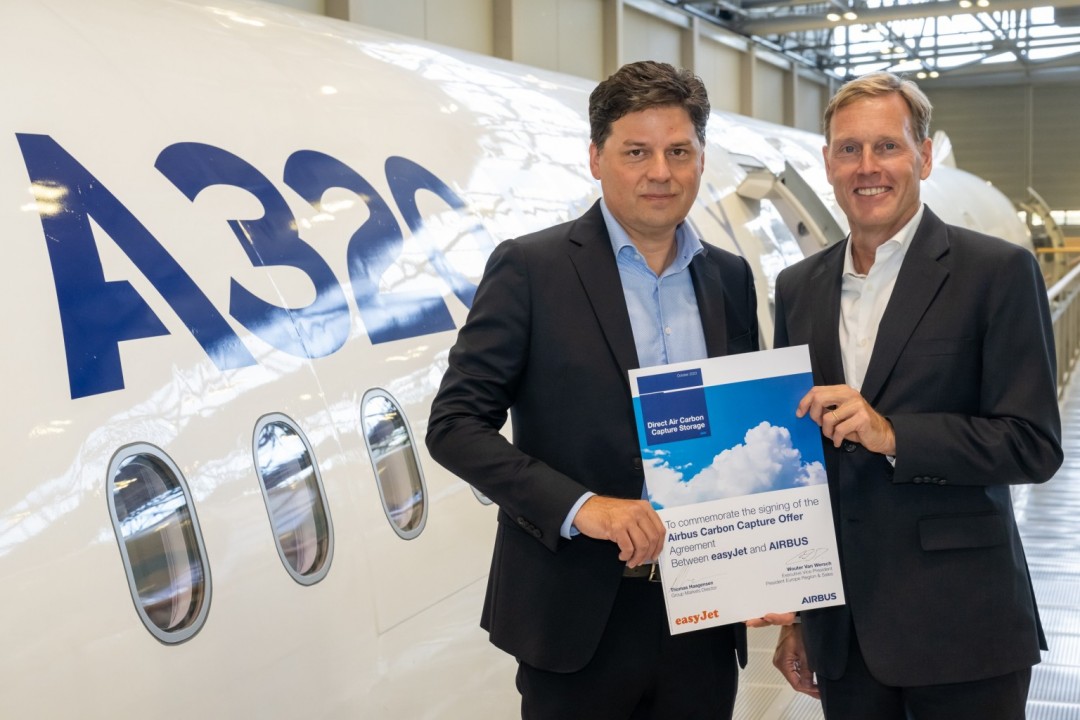 easyJet aderisce alla tecnologia di Airbus per la rimozione delle emissioni di anidride carbonica