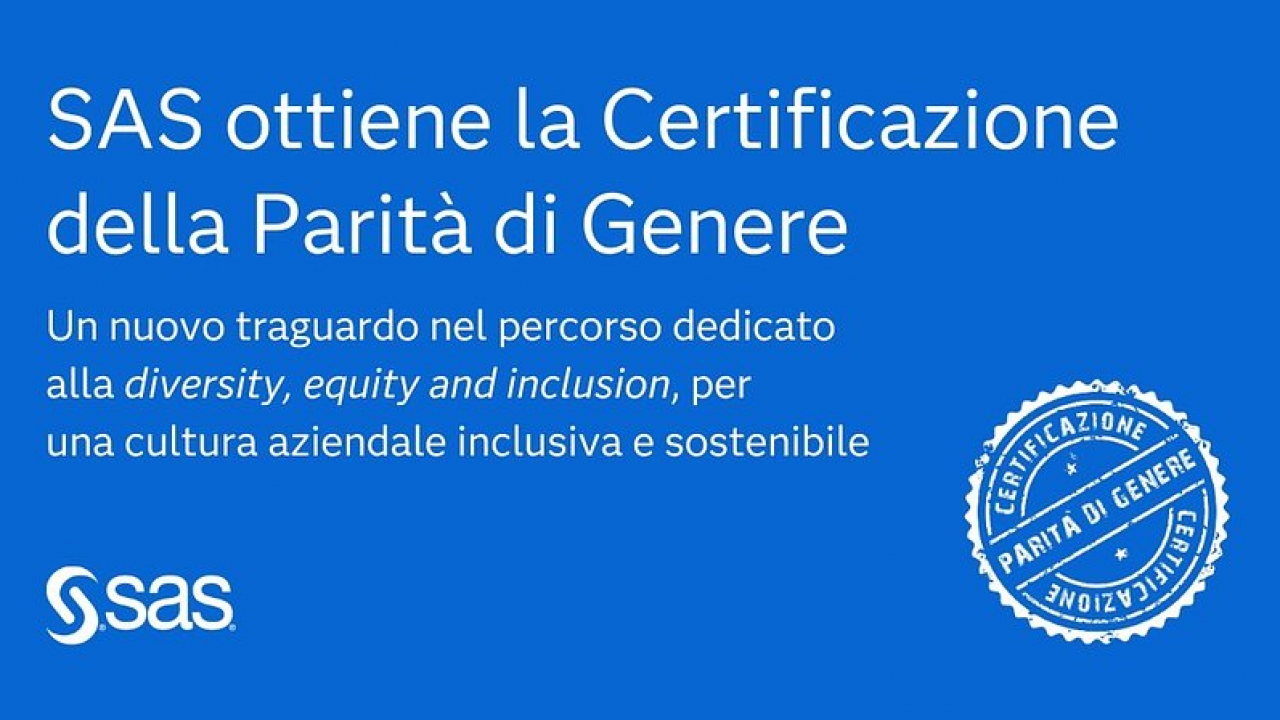 SAS ottiene la Certificazione della Parità di Genere